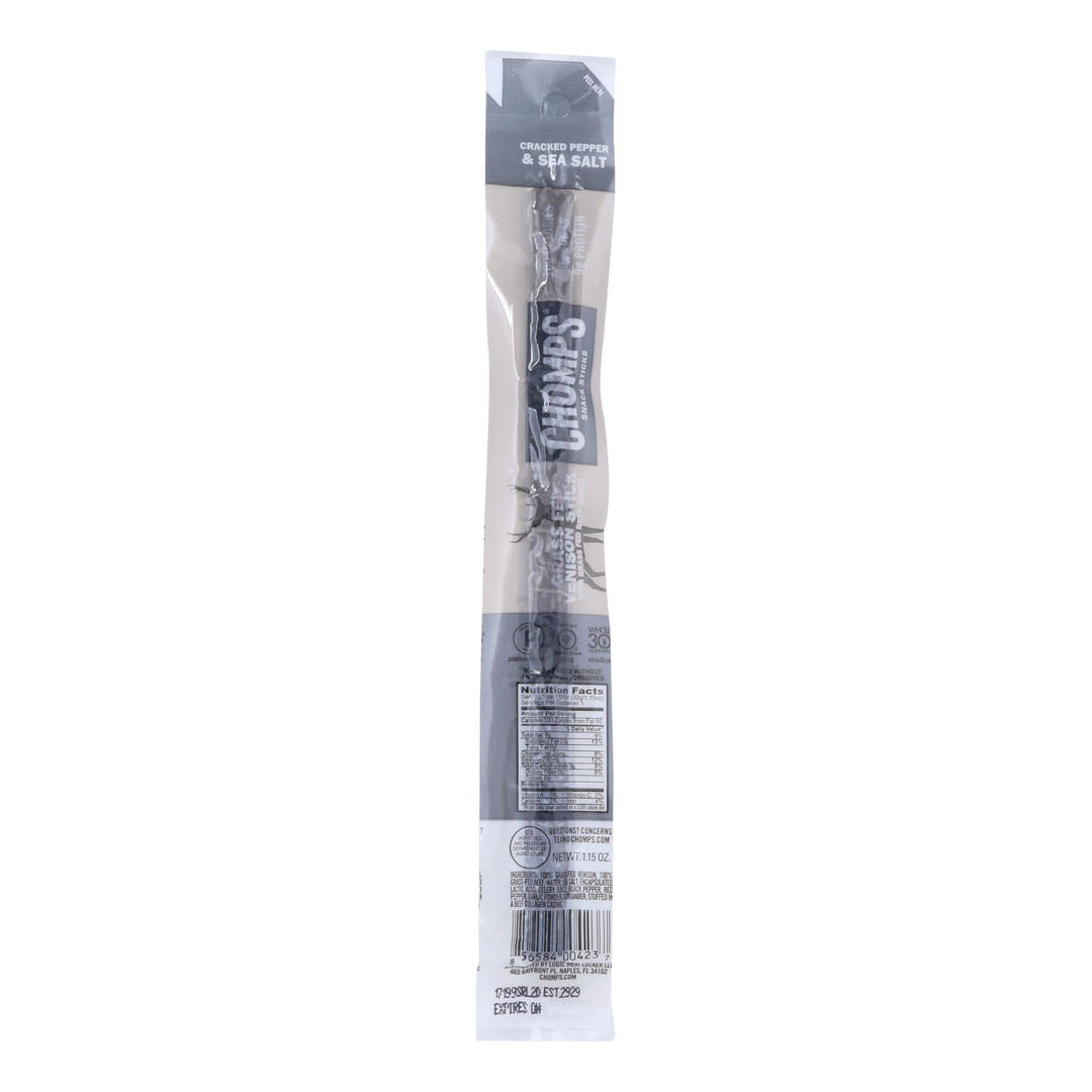 Chomps Venison Sticks - Pepper - Salt - Case Of 24 - 1.15 Oz - Maras Green